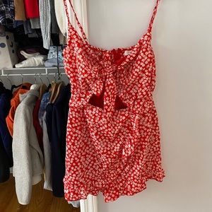 Hello Molly red floral romper